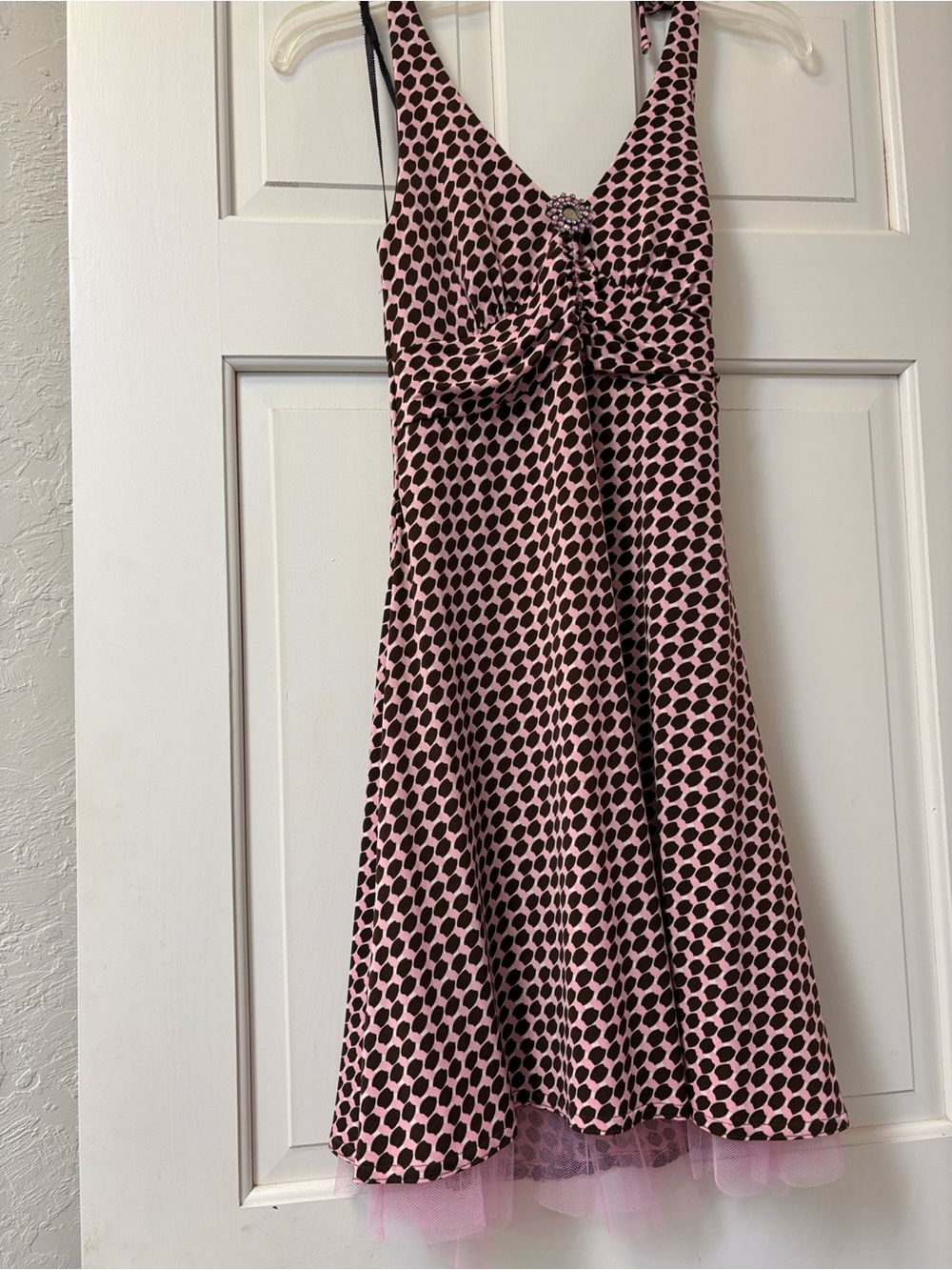 Jodi Kristopher Pink and Black Polka Dot Midi Dress